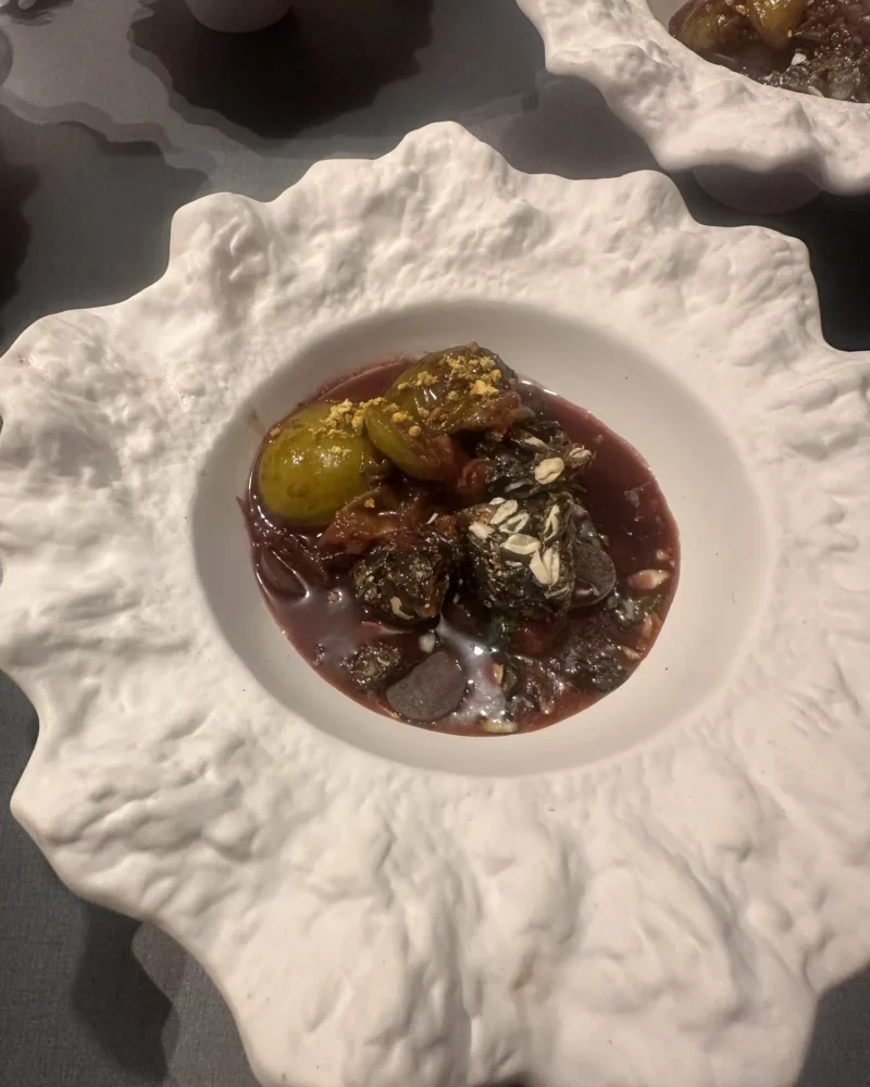 Bœuf braisé au vin rouge, figue, création de Pierre Buvat, chef à domicile à Dieppe